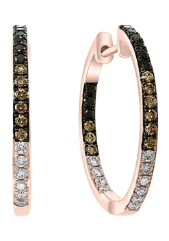 Cheap 👏 3/4 ct. t.w. Multi Diamond Hoop Earrings in 14K Rose Gold by Effy® 😀