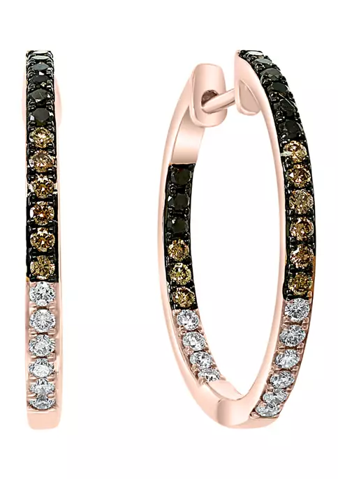 Cheap 👏 3/4 ct. t.w. Multi Diamond Hoop Earrings in 14K Rose Gold by Effy® 😀 1 Cheap 👏 3/4 ct. t.w. Multi Diamond Hoop Earrings in 14K Rose Gold by Effy® 😀