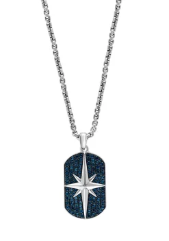 Coupon 🔥 Men's 2.83 ct. t.w. London Blue Topaz Pendant Necklace in Sterling Silver by Effy® 🧨