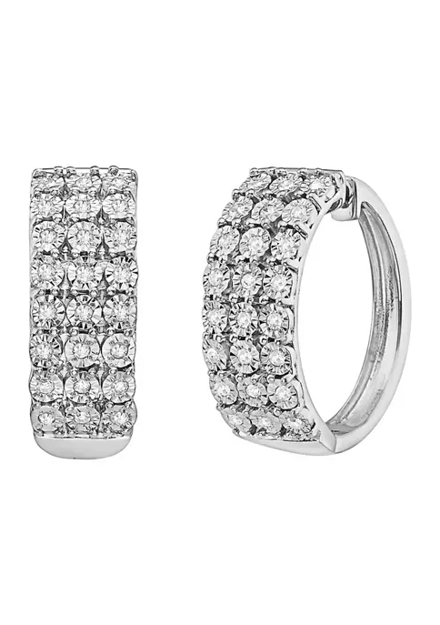 Brand new 🔔 Sterling Silver 1/4 ct. t.w. Diamond Miracle Set Hoops by Effy® 😀 2 Brand new 🔔 Sterling Silver 1/4 ct. t.w. Diamond Miracle Set Hoops by Effy® 😀 - Image 2