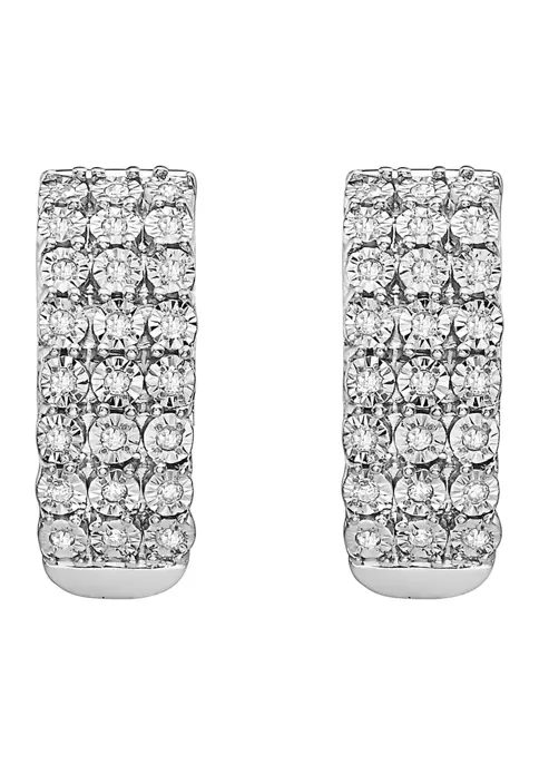 Brand new 🔔 Sterling Silver 1/4 ct. t.w. Diamond Miracle Set Hoops by Effy® 😀 3 Brand new 🔔 Sterling Silver 1/4 ct. t.w. Diamond Miracle Set Hoops by Effy® 😀 - Image 3