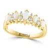 New 👍 1/10 ct. t.w. Diamond and 1/2 ct. t.w. Opal Ring in 14K Yellow Gold by Effy® ✔️