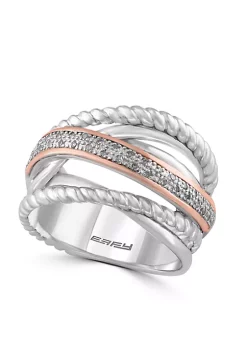 Best Pirce 🔔 1/10 ct. t.w. Diamond Ring in Sterling Silver and 14K Rose Gold by Effy® 😉