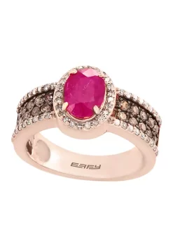 Cheapest 👍 14k Rose Gold 5/8 ct. t.w. Diamond Espresso Diamond and 1.42 ct. t.w. Natural Ruby Ring by Effy® 😉