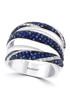Outlet 🎉 14K White Gold Diamond, Natural Sapphire Ring by Effy® 😍