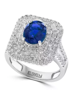 Budget ✔️ 14K White Gold Diamond and Natural Sapphire Ring by Effy® 🔥 -Effy® Sales Shop Belk 4461