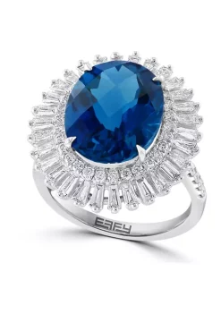 Promo ⭐ 1.23 ct. t.w. Diamond and 8.85 ct. t.w. London Blue Topaz Ring in 14K White Gold by Effy® 👏