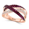 New 👏 1/5 ct. t.w. Diamond and Ruby Ring in 14K Rose Gold by Effy® ⌛