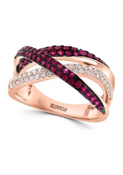 New 👏 1/5 ct. t.w. Diamond and Ruby Ring in 14K Rose Gold by Effy® ⌛