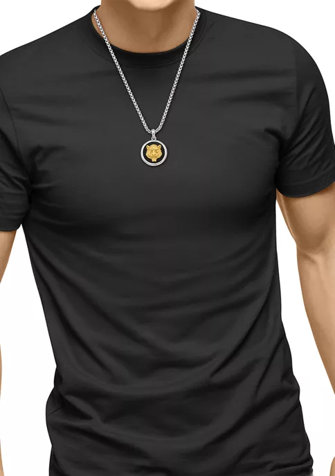 Outlet 🔔 Men's 6.18 ct. t.w. Onyx Gold Tiger Pendant Necklace in Sterling Silver by Effy® ✔️ 2 Outlet 🔔 Men's 6.18 ct. t.w. Onyx Gold Tiger Pendant Necklace in Sterling Silver by Effy® ✔️ - Image 2