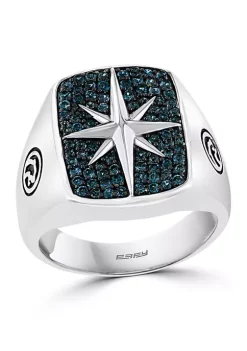Flash Sale 👍 Men's 3/4 ct. t.w. London Blue Topaz Star Ring in Sterling Silver by Effy® 🔔