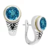 Outlet 🛒 Blue Topaz Earrings in Sterling Silver and 18k Yellow Gold by Effy® ✨