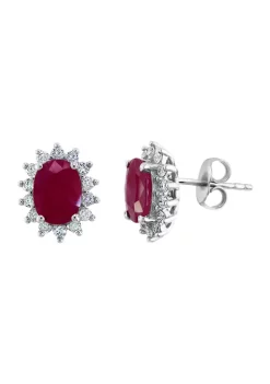 Hot Sale 😉 3/8 ct. t.w. Diamond and 2.85 ct. t.w. Ruby Earrings in 14K White Gold by Effy® 🌟