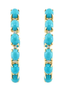 Top 10 🎁 14K Yellow Gold 1/2 ct. t.w. Diamond and 2.18 ct. t.w. Turquoise Earrings by Effy® ⭐ -Effy® Sales Shop Belk 4547