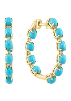 Top 10 🎁 14K Yellow Gold 1/2 ct. t.w. Diamond and 2.18 ct. t.w. Turquoise Earrings by Effy® ⭐ -Effy® Sales Shop Belk 4549