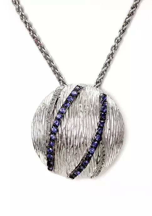 Promo ⌛ 1/10 ct. t.w. Diamond and 1/2 ct. t.w. Sapphire Necklace in Sterling Silver by Effy® 😀 2 Promo ⌛ 1/10 ct. t.w. Diamond and 1/2 ct. t.w. Sapphire Necklace in Sterling Silver by Effy® 😀 - Image 2