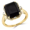 Deals 🥰 1/5 ct. t.w. Diamond and Onyx square Ring in 14K Yellow Gold by Effy® 🎉