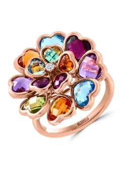 Cheap 🌟 14K Rose Gold Diamond, Amethyst, Blue Topaz, Citrine, Rhodolite, and Peridot Ring by Effy® 🔥
