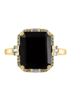Deals 🥰 1/5 ct. t.w. Diamond and Onyx square Ring in 14K Yellow Gold by Effy® 🎉 -Effy® Sales Shop Belk 458