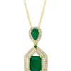 Discount 🔔 1/3 ct. t.w. Diamond and 1.82 ct. t.w. Emerald Pendant Necklace in 14K Yellow Gold by Effy® 💯