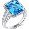 Promo 👏 3/4 ct. t.w. Diamond and 7.13 ct. t.w. Blue Topaz Ring in 14K White Gold by Effy® 🤩