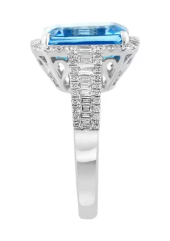 Promo 👏 3/4 ct. t.w. Diamond and 7.13 ct. t.w. Blue Topaz Ring in 14K White Gold by Effy® 🤩 -Effy® Sales Shop Belk 4586