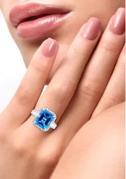 Promo 👏 3/4 ct. t.w. Diamond and 7.13 ct. t.w. Blue Topaz Ring in 14K White Gold by Effy® 🤩 -Effy® Sales Shop Belk 4587