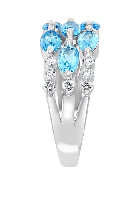 Deals 🌟 3/8 ct. t.w. Diamond and 2 ct. t.w. Blue Topaz Ring in 14K White Gold by Effy® 😍 2 Deals 🌟 3/8 ct. t.w. Diamond and 2 ct. t.w. Blue Topaz Ring in 14K White Gold by Effy® 😍 - Image 2