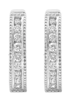 Deals 🤩 1/5 ct. t.w. Diamond Hoop Earrings in 14K White Gold by Effy® 🎉