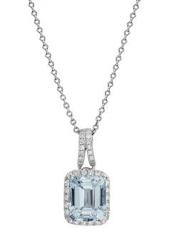 Cheap 🛒 1/5 ct. t.w. Diamonds and 2.4 ct. t.w. Aquamarine Pendant in 14k White Gold by Effy® 🌟