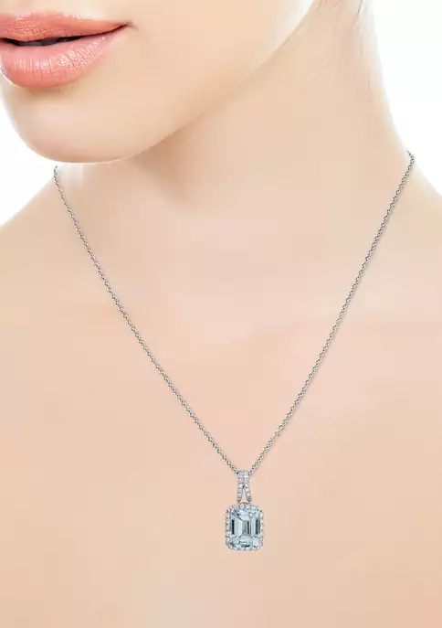 Cheap 🛒 1/5 ct. t.w. Diamonds and 2.4 ct. t.w. Aquamarine Pendant in 14k White Gold by Effy® 🌟 2 Cheap 🛒 1/5 ct. t.w. Diamonds and 2.4 ct. t.w. Aquamarine Pendant in 14k White Gold by Effy® 🌟 - Image 2