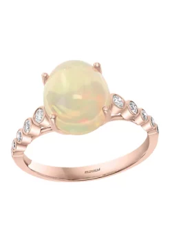 Discount 🛒 14K Rose Gold 1/5 ct. t.w. Diamond and 2.56 ct. t.w. Ethiopian Opal Ring by Effy® 😀