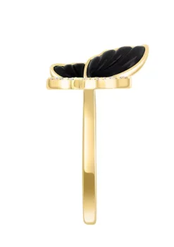 Cheapest 🎉 1/8 ct. t.w. Diamond and Onyx Butterfly Ring in 14K Yellow Gold by Effy® 🎁 -Effy® Sales Shop Belk 4613