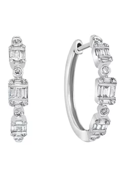 Outlet 💯 1/2 ct. t.w. Diamond Hoop Earrings in 14k White Gold by Effy® ⭐