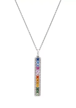 Brand new ❤️ 1/5 ct. t.w. Diamond and 1.49 ct. t.w. Sapphire, Orange Sapphire, Pink Sapphire, Tsavorite, Yellow Sapphire Pendant Necklace in 14K White Gold by Effy® 🤩