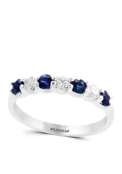 Buy 🎉 Natural Sapphire and 0.25 ct. t.w. Diamond Band Ring In 14k White Gold by Effy® 🎉