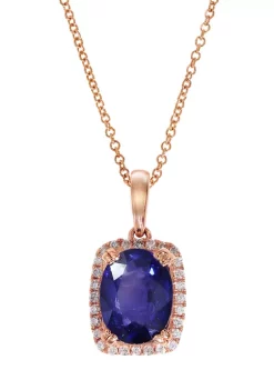 Brand new 😀 1/8 ct. t.w. Diamond and 1.9 ct. t.w. Natural Diffused Ceylon Sapphire Pendant Necklace in 14K Rose Gold by Effy® 👍