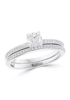 Budget ❤️ 14k White Gold 1/2 ct. t.w. Center Diamond Solitaire and Band Set by Effy® 🔥