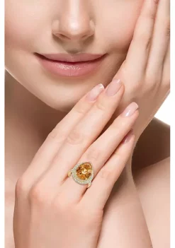 Promo 😉 3/4 ct. t.w. Diamond and Citrine Pear Ring in 14K Yellow Gold by Effy® 🧨 -Effy® Sales Shop Belk 4666