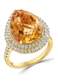 Promo 😉 3/4 ct. t.w. Diamond and Citrine Pear Ring in 14K Yellow Gold by Effy® 🧨 -Effy® Sales Shop Belk 4667
