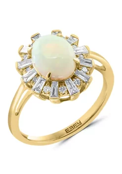 Budget 🌟 14K Yellow Gold Diamond and Ethiopian Opal Ring by Effy® 😀 -Effy® Sales Shop Belk 4672