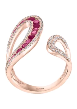 Discount 🎁 14K Rose Gold 3/8 ct. t.w. Diamond and 1.04 ct. t.w. Natural Ruby Ring by Effy® 💯