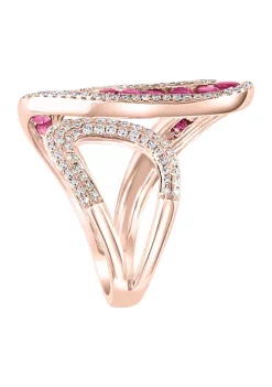 Discount 🎁 14K Rose Gold 3/8 ct. t.w. Diamond and 1.04 ct. t.w. Natural Ruby Ring by Effy® 💯 -Effy® Sales Shop Belk 4702