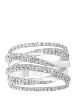 Best Pirce ⭐ 1 ct. t.w. Diamond Bypass Ring in 14K White Gold by Effy® 👍 -Effy® Sales Shop Belk 4707
