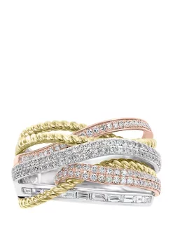 Flash Sale 🛒 3/4 ct. t.w. Diamond Ring in 14K Tri Color Gold by Effy® 🎁 -Effy® Sales Shop Belk 4718