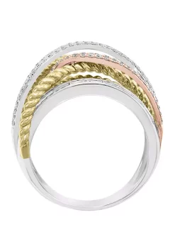Flash Sale 🛒 3/4 ct. t.w. Diamond Ring in 14K Tri Color Gold by Effy® 🎁 -Effy® Sales Shop Belk 4719