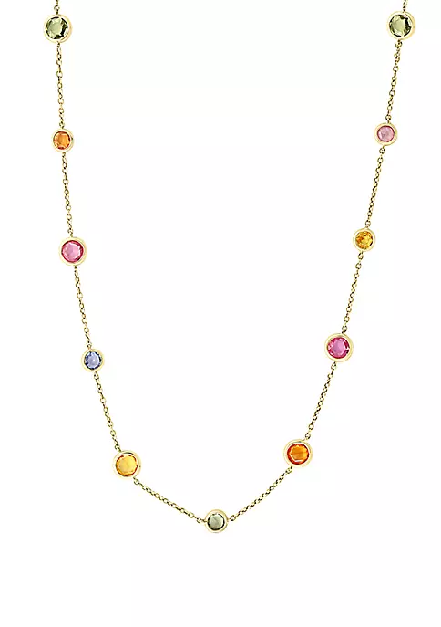 Cheapest 🔥 Natural Ceylon Sapphire, Green Sapphire, Orange Sapphire, Pink Sapphire, Purple Sapphire, Yellow Sapphire Necklace in 14k Yellow Gold by Effy® ✔️ 2 Cheapest 🔥 Natural Ceylon Sapphire, Green Sapphire, Orange Sapphire, Pink Sapphire, Purple Sapphire, Yellow Sapphire Necklace in 14k Yellow Gold by Effy® ✔️ - Image 2