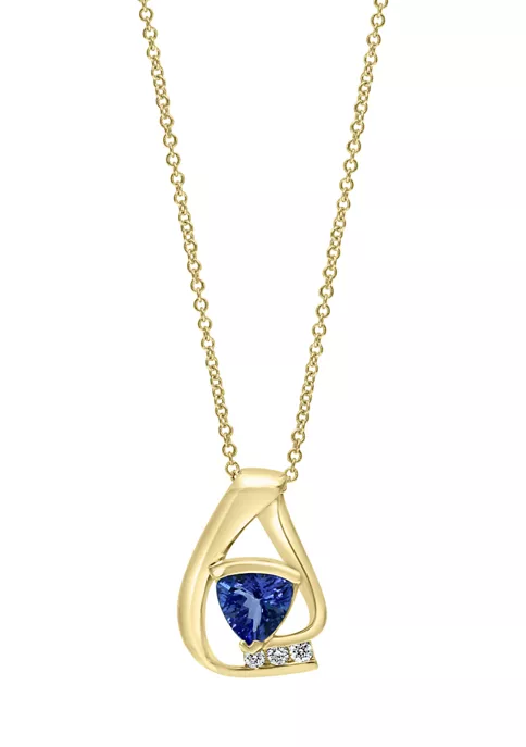 Promo ✔️ 1/10 ct. t.w. Diamond and 3/4 ct. t.w. Tanzanite Pendant Necklace in 14K Yellow Gold by Effy® 😉 2 Promo ✔️ 1/10 ct. t.w. Diamond and 3/4 ct. t.w. Tanzanite Pendant Necklace in 14K Yellow Gold by Effy® 😉 - Image 2
