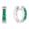 Coupon 🎁 1/6 ct. t.w. Diamond and 5/8 ct. t.w. Emerald Hoop Earrings in 14K White Gold by Effy® 😍