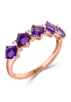 New ✔️ 14K Rose Gold Diamond and Amethyst Ring by Effy® 🧨